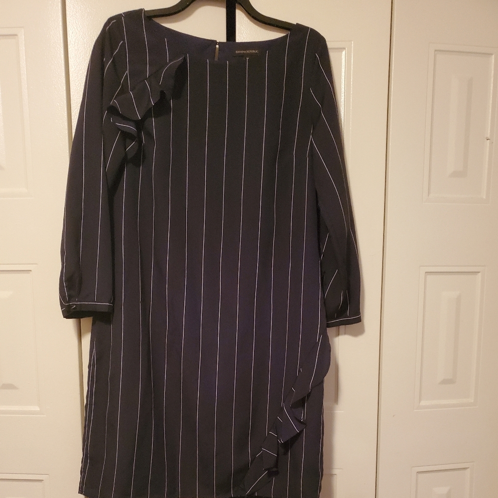 Elegant Navy Striped Dress
